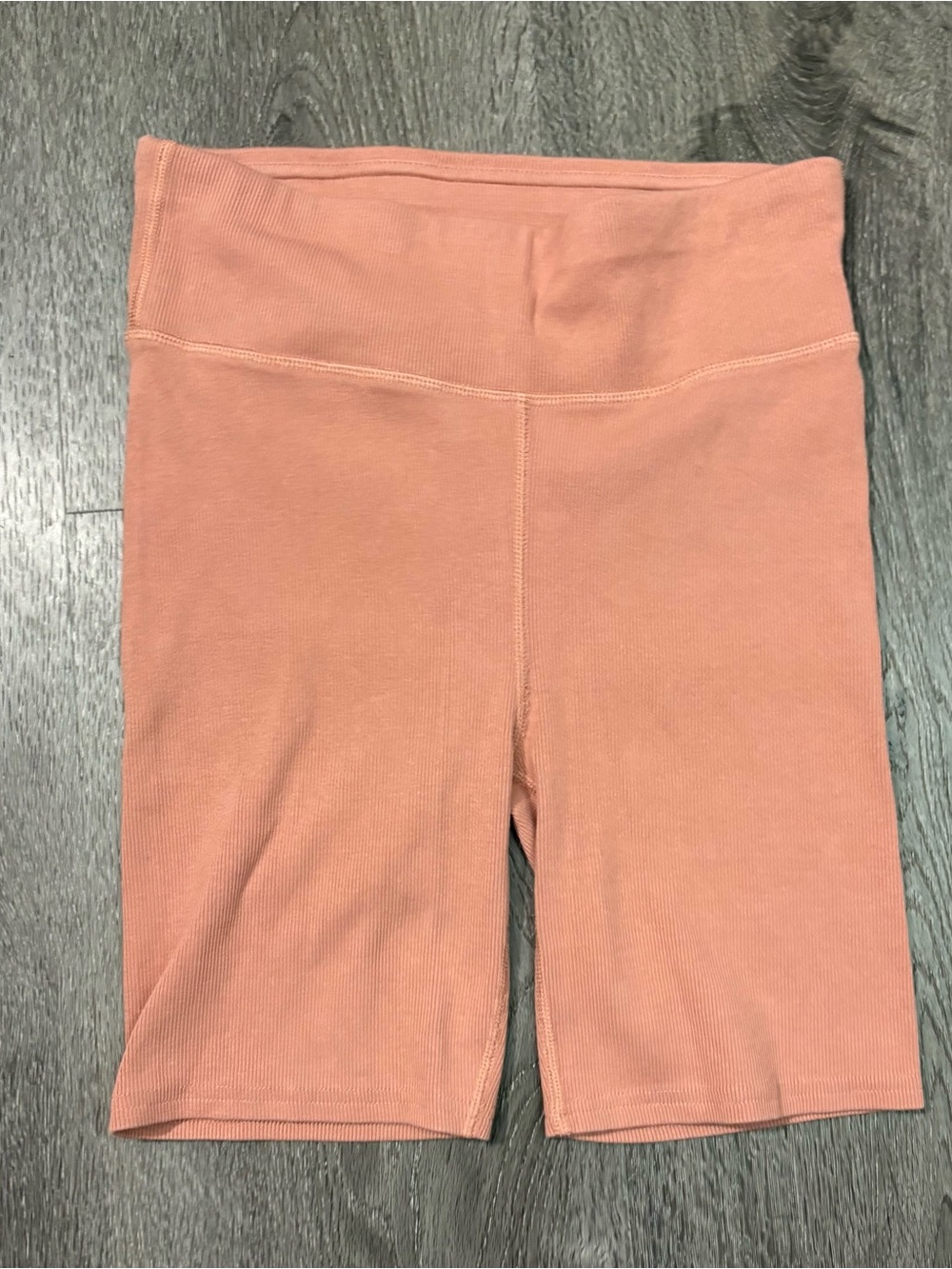 PACT Medium Coral On The Go High Waisted Ribbed Bike Shorts Gym Organic Cotton